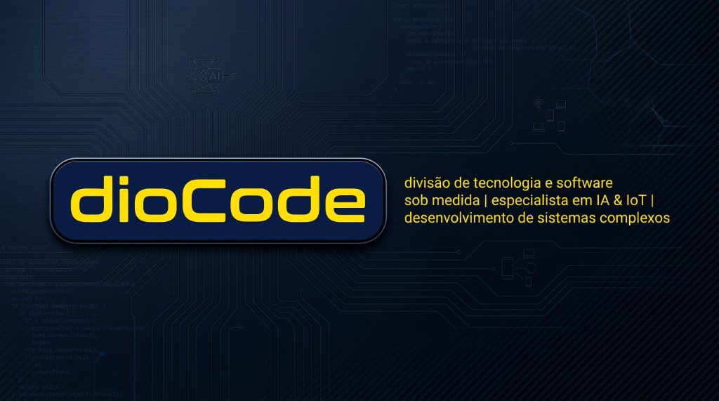 Banner da dioCode, divisão de tecnologia e software sob medida